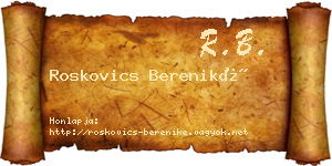 Roskovics Bereniké névjegykártya